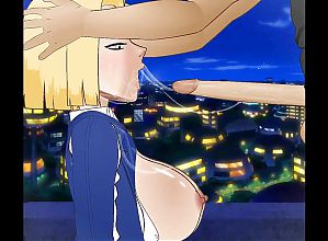Android 18 Feeds on a Big Cock with Her Throat - Sdt