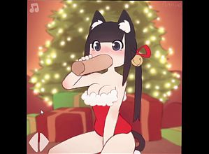 Catgirl Christmas Blowjob, Deeptroat (Gameplay)